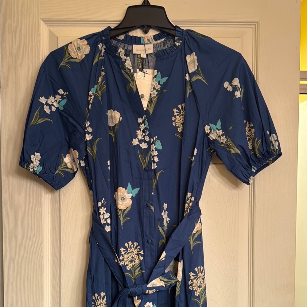 Sugarlips Blue Floral Long Sleeve Dress